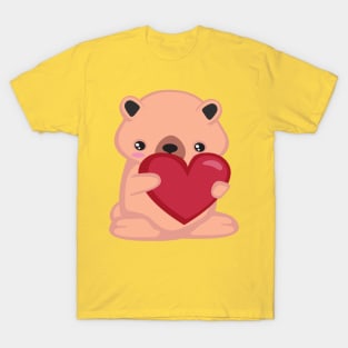 Cute Kawaii Bear with a love heart valentine T-Shirt